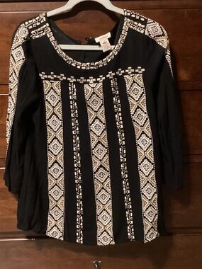 Sundance Black Tunic with Cream and gold Geometric Panels